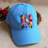 Nayra Personalized Hand-Embroidered Initial Summer Cap | Custom Floral Letter Cap