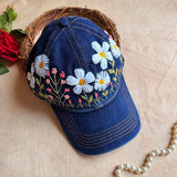 Daisy Meadow Hand Embroidered Cap