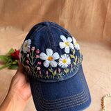 Daisy Meadow Hand Embroidered Cap