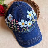 Daisy Meadow Hand Embroidered Cap