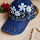 Daisy Meadow Hand Embroidered Cap