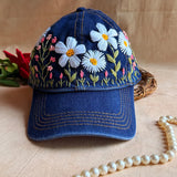 Daisy Meadow Hand Embroidered Cap