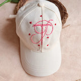 Signature Initials Hand-Embroidered Summer Cap | Personalized Monogram Cap for Women
