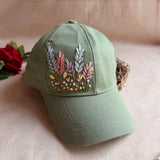 Jungle Poetry Hand-Embroidered Summer Cap | Handmade Botanical Cap for Women