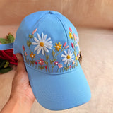 Petal Paradise Hand-Embroidered Summer Cap | Handmade Floral Cap for Women