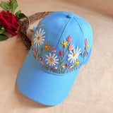Petal Paradise Hand-Embroidered Summer Cap | Handmade Floral Cap for Women
