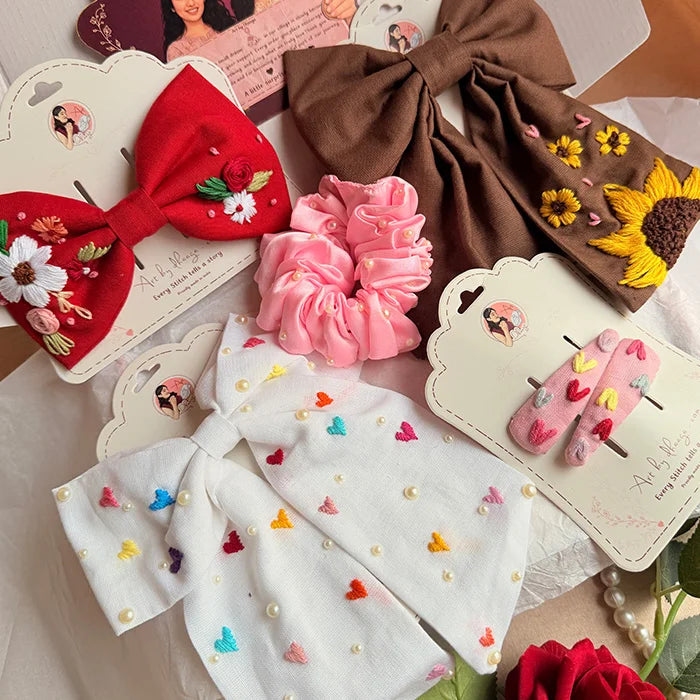 The Joy Box Festive Hamper | Handmade Hand-Embroidered Hair Accessories Gift Set
