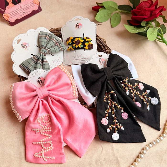 Happy Hair Hamper | Handmade Hand-Embroidered Hair Accessories Gift Set