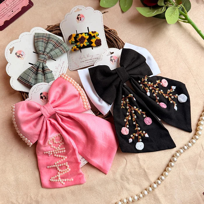Happy Hair Hamper | Handmade Hand-Embroidered Hair Accessories Gift Set