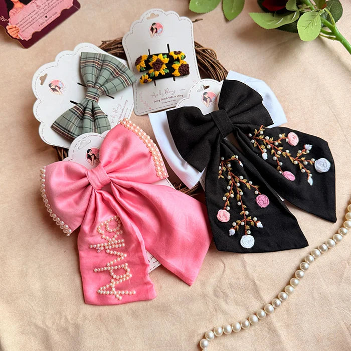 Happy Hair Hamper | Handmade Hand-Embroidered Hair Accessories Gift Set