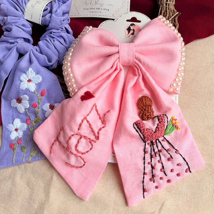 Poetry Hamper | Handmade Hand-Embroidered Hair Accessories Gift Set
