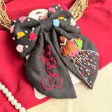 Aaina Mulicolour Personalized Bow Hair Clip – Black Handmade Floral Hair Accessory
