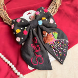 Aaina Mulicolour Personalized Bow Hair Clip – Black Handmade Floral Hair Accessory