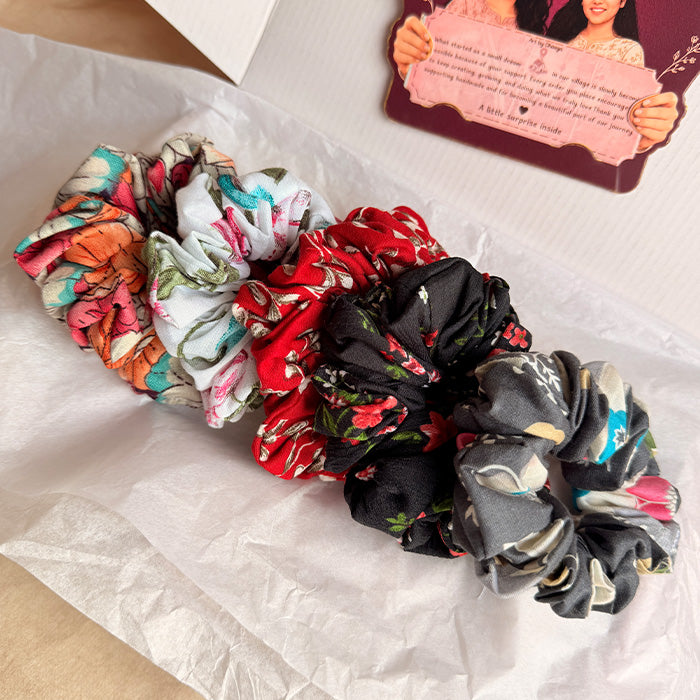 Must Have Scrunchie Set – Handmade Printed Fabric Hair Scrunchie Set of 5
