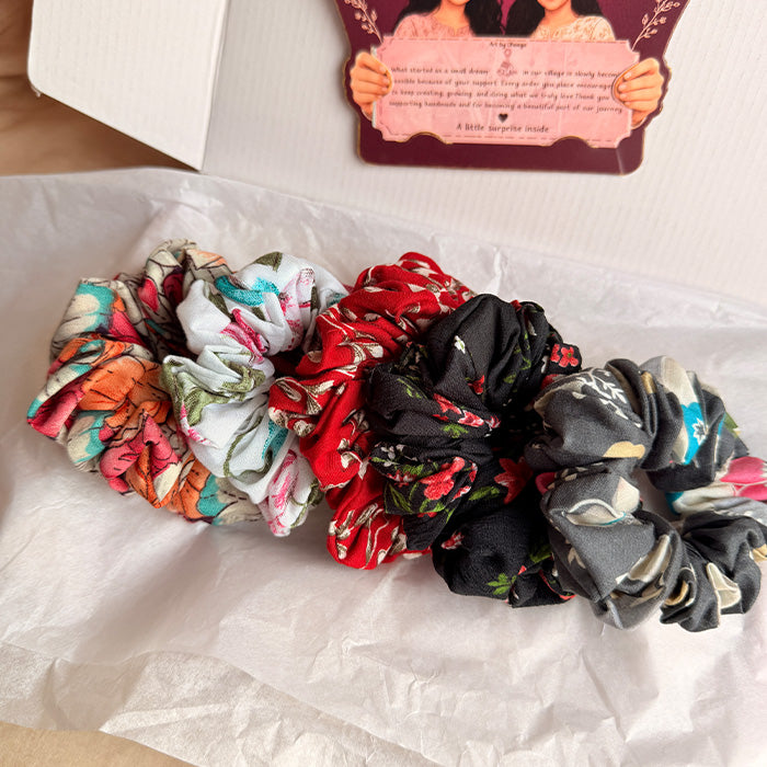 Must Have Scrunchie Set – Handmade Printed Fabric Hair Scrunchie Set of 5
