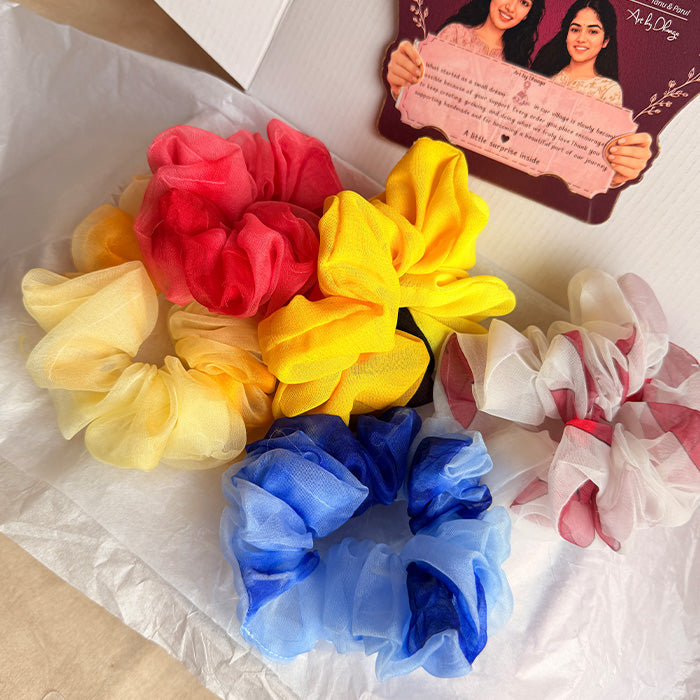 All Colour Scrunchie Set – Handmade Organza Hair Scrunchie Set of 5