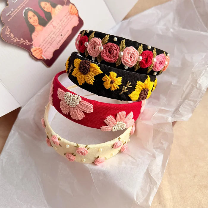 Maharani Hairband Collection | Handmade Hand-Embroidered Floral Hairbands