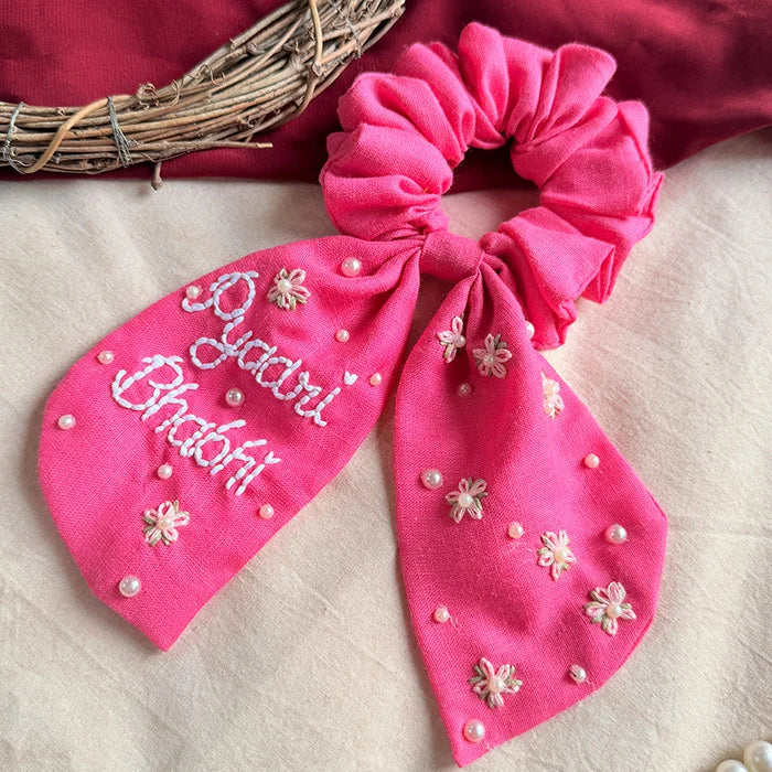 Pyari Bhabhi Hand Embroidered Wrist & Hair Scrunchie | Rakhi Special