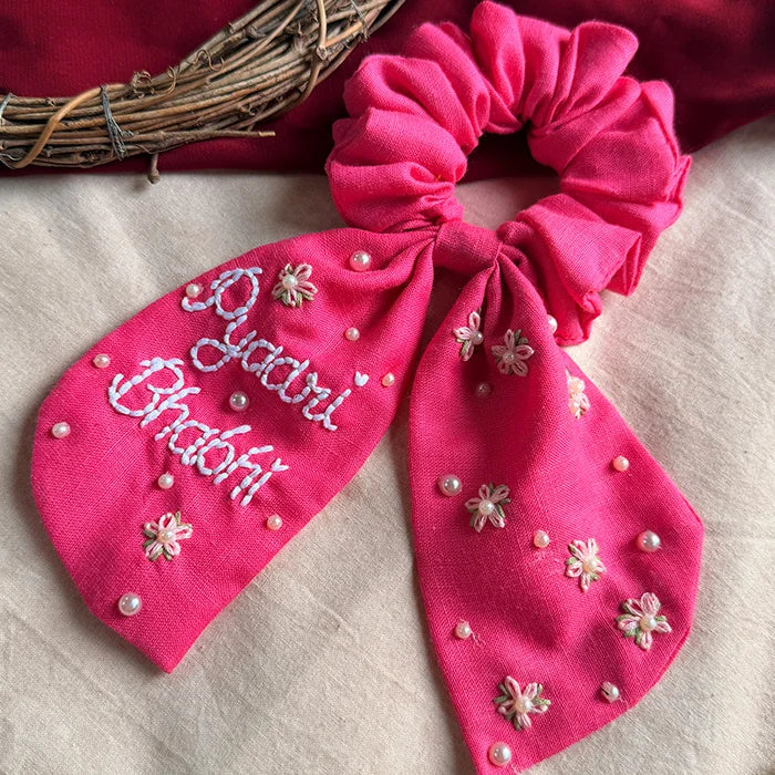 Pyari Bhabhi Hand Embroidered Wrist & Hair Scrunchie | Rakhi Special