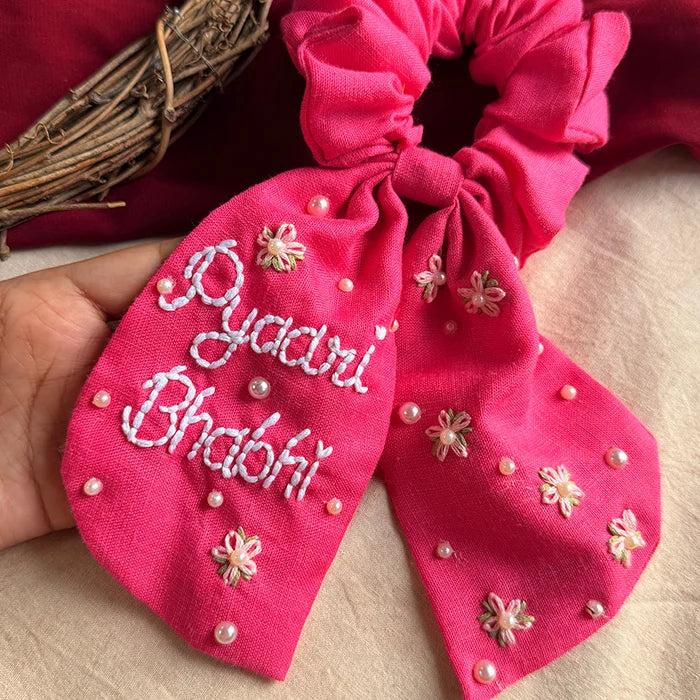Pyari Bhabhi Hand Embroidered Wrist & Hair Scrunchie | Rakhi Special