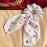 Pearl Bloom Hand Embroidered Wrist & Hair Scrunchie | Rakhi Special