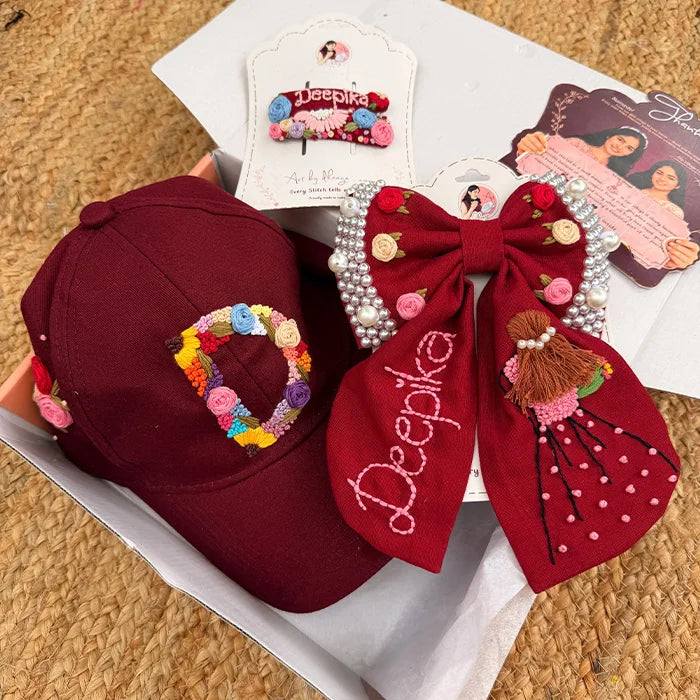 The Wine Collection – Handmade Hand-Embroidered Personalized Hair Accessories Gift Set