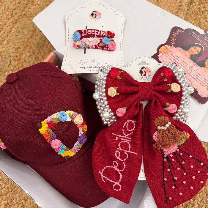 The Wine Collection – Handmade Hand-Embroidered Personalized Hair Accessories Gift Set