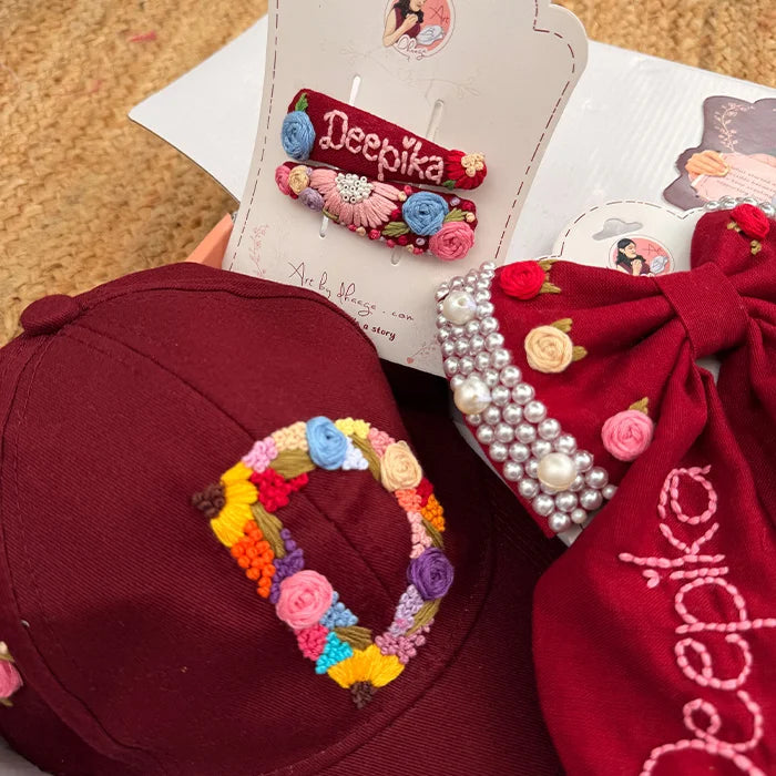 The Wine Collection – Handmade Hand-Embroidered Personalized Hair Accessories Gift Set