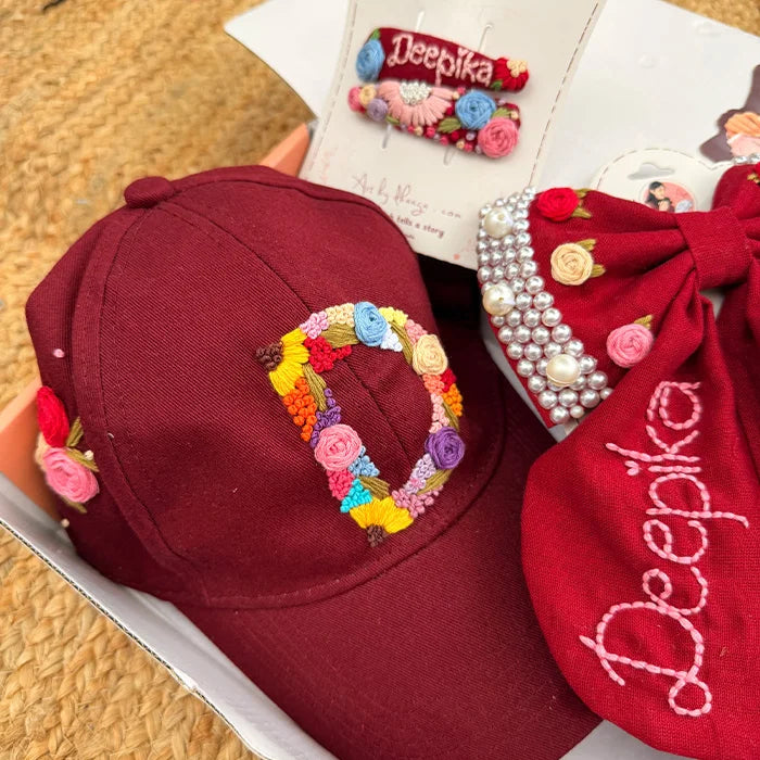 The Wine Collection – Handmade Hand-Embroidered Personalized Hair Accessories Gift Set