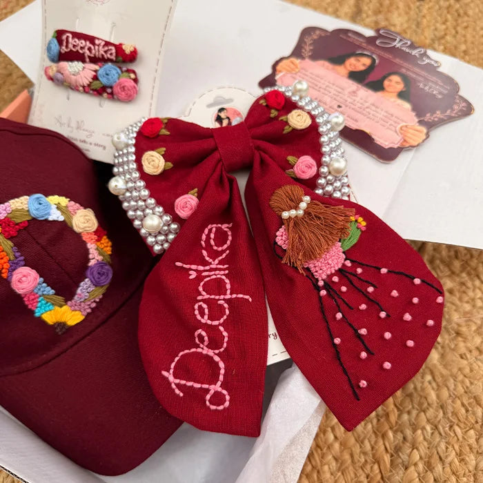 The Wine Collection – Handmade Hand-Embroidered Personalized Hair Accessories Gift Set