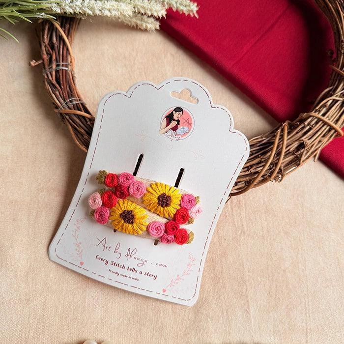 Sunaina Hand-Embroidered Floral Tic Tac Hair Clips