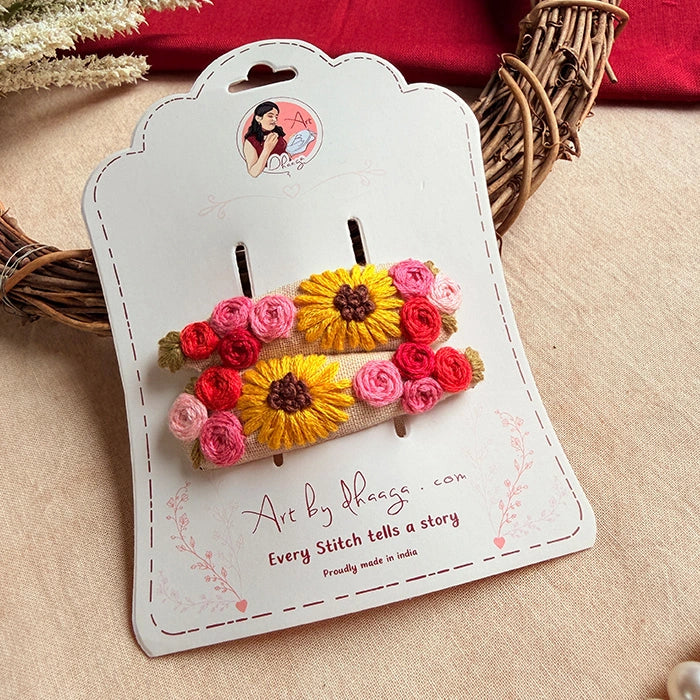 Sunaina Hand-Embroidered Floral Tic Tac Hair Clips