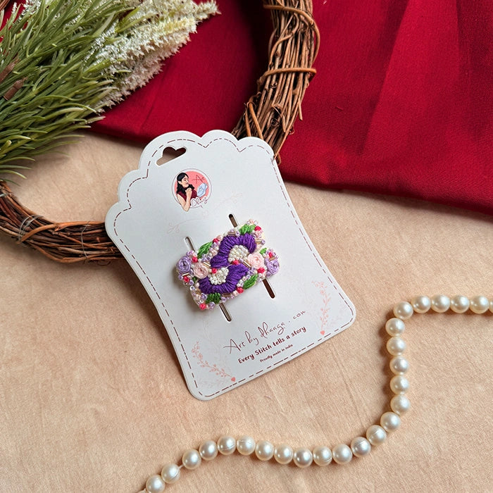 Jamuni Hand-Embroidered Floral Tic Tac Hair Clips