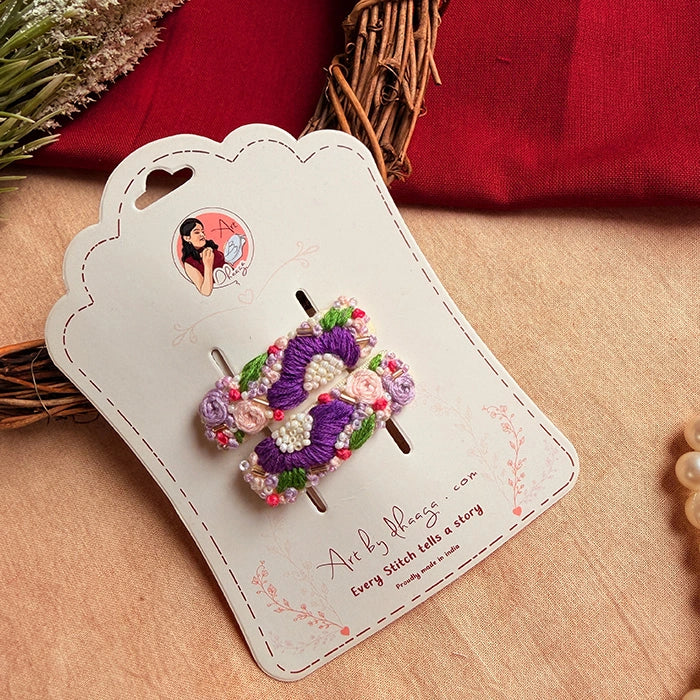 Jamuni Hand-Embroidered Floral Tic Tac Hair Clips