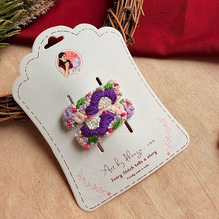 Jamuni Hand-Embroidered Floral Tic Tac Hair Clips