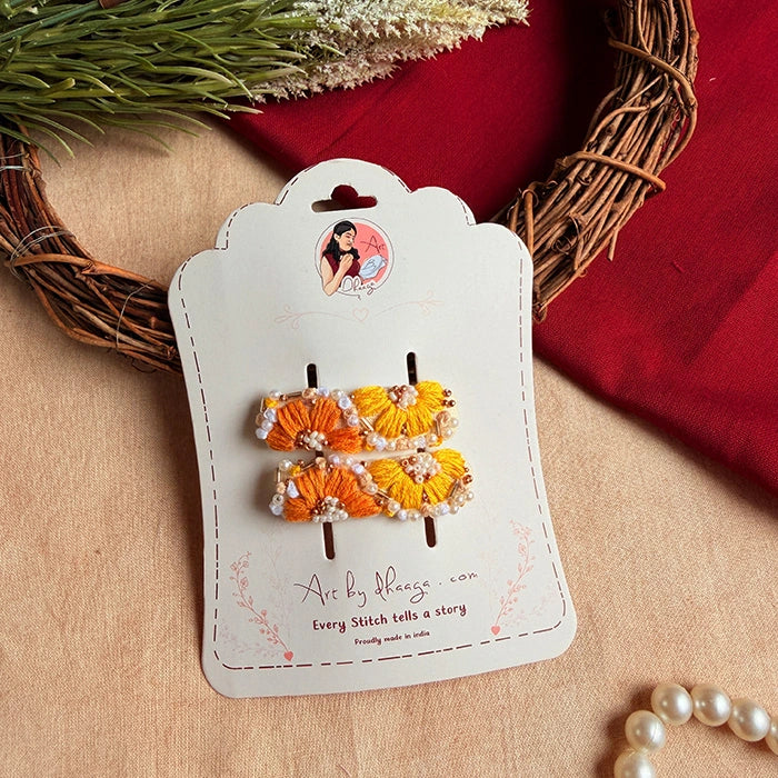 Kanak Hand-Embroidered Floral Tic Tac Hair Clips