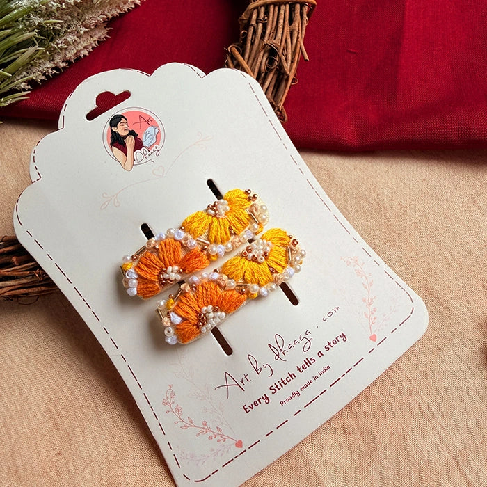 Kanak Hand-Embroidered Floral Tic Tac Hair Clips