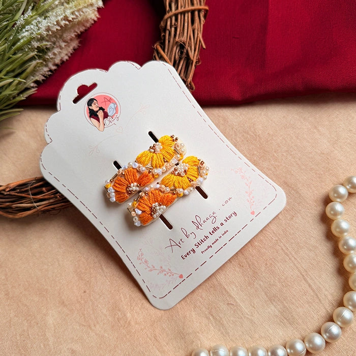 Kanak Hand-Embroidered Floral Tic Tac Hair Clips