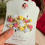 Mallika Hand-Embroidered Floral Tic Tac Hair Clips