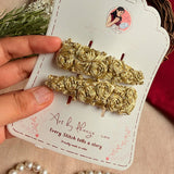 Swarna Hand-Embroidered Golden Floral Tic Tac Hair Clips
