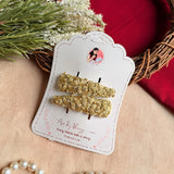 Swarna Hand-Embroidered Golden Floral Tic Tac Hair Clips