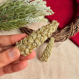 Swarna Hand-Embroidered Golden Floral Tic Tac Hair Clips