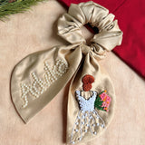 Juliette Personalized Hand-Embroidered Bow Scrunchie