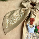Juliette Personalized Hand-Embroidered Bow Scrunchie
