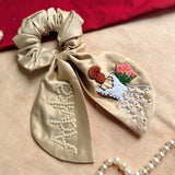 Juliette Personalized Hand-Embroidered Bow Scrunchie