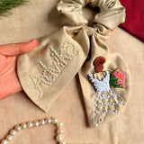 Juliette Personalized Hand-Embroidered Bow Scrunchie