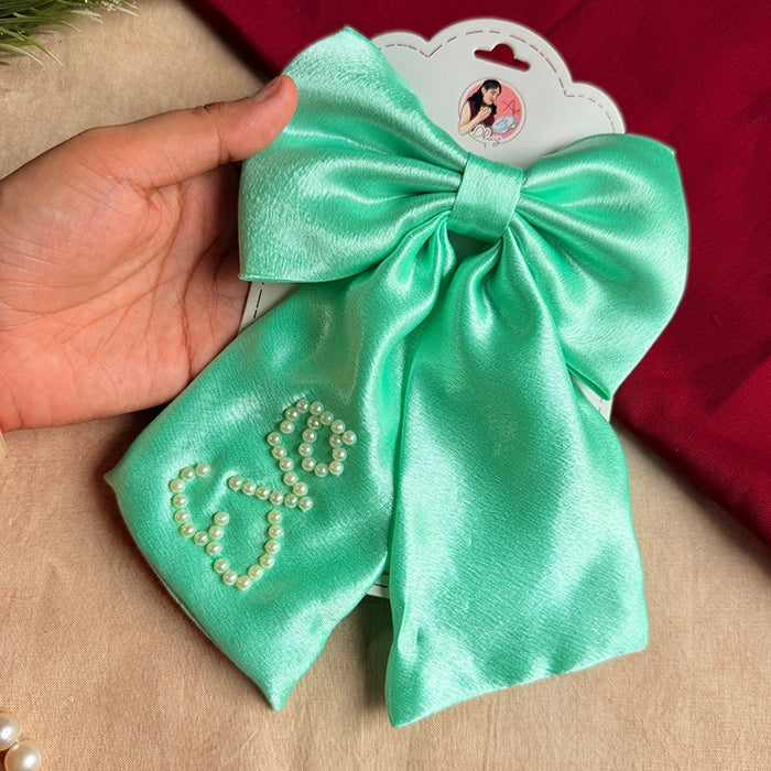 Serena Pearl Bow Hand-Embroidered Hair Accessory