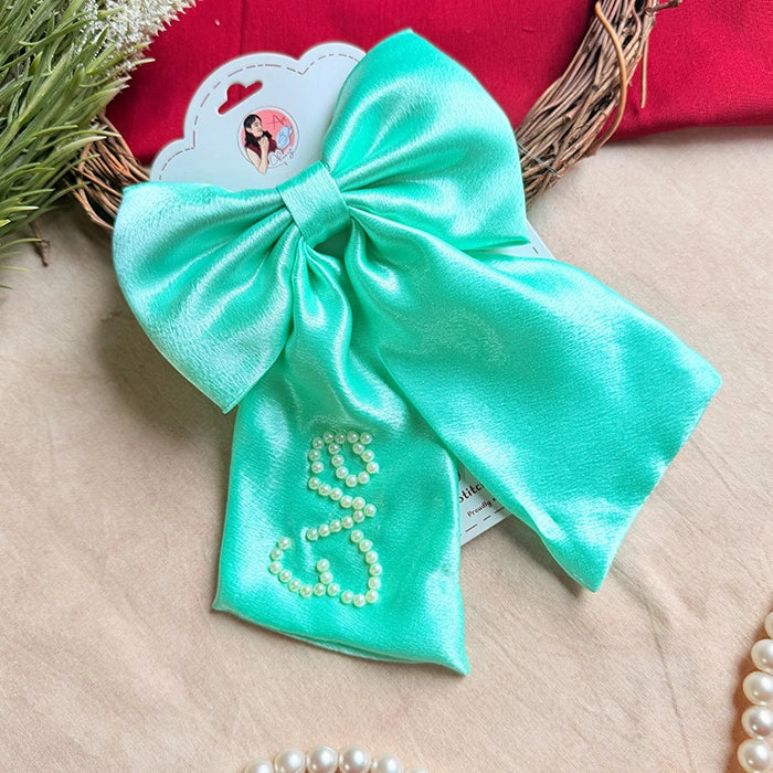 Serena Pearl Bow Hand-Embroidered Hair Accessory