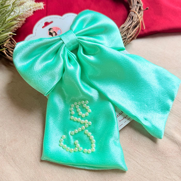 Serena Pearl Bow Hand-Embroidered Hair Accessory