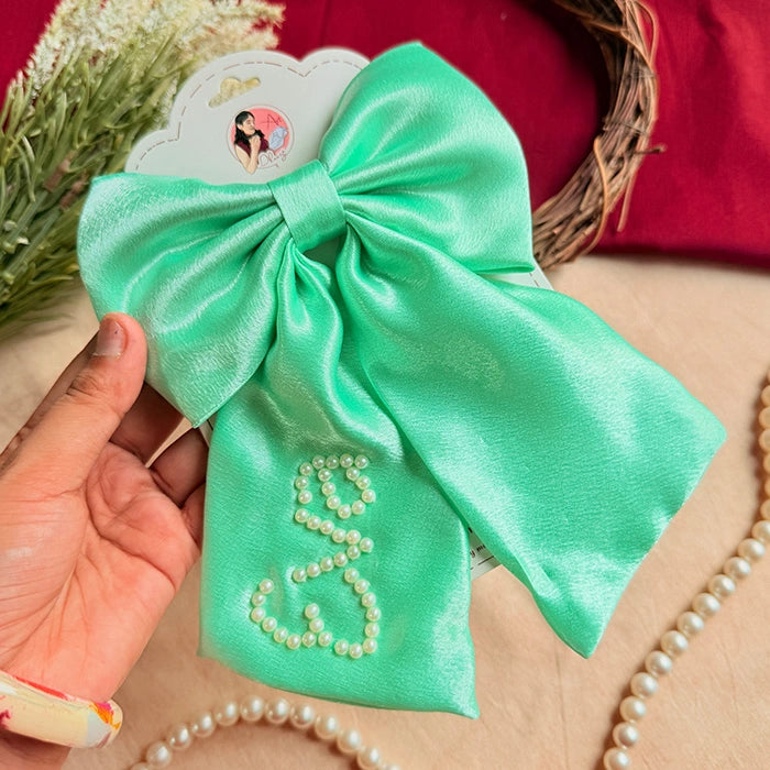 Serena Pearl Bow Hand-Embroidered Hair Accessory